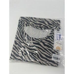 Lulu B Dress Women's 1X Black Cream Shift Zebra Print 3/4 Sleeve UPF 50 New